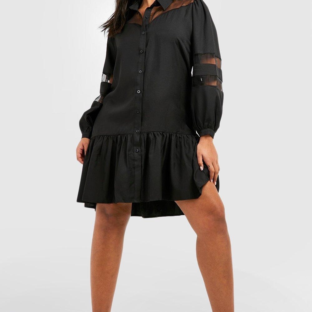 Elegant Black Sheer Sleeve Dress